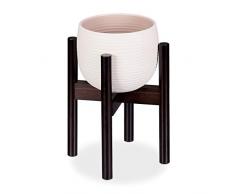 Relaxdays Blumenständer Bambus, individuell verstellbar, für Blumentöpfe bis 32 cm, Pflanzenständer, H: 35,5 cm, braun, 1 Stück