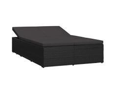 vidaXL Sonnenliege mit Auflage Gartenliege Relaxliege Sofa Gartenmöbel Rattanmöbel Gartensofa Lounge Liege Sonnenbett Poly Rattan Schwarz
