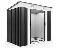 Deuba L Metall Gerätehaus 2m² mit Fundament 196x122x180cm Schiebetür Anthrazit Geräteschuppen Gartenhaus 3,4m³