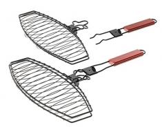 MUSTANG Fischbräter Fischgriller Grillkorb mit Antihaftbeschichtung und abnehmbaren Griff 41x24cm