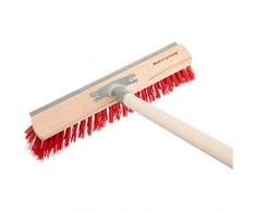 SHW-FIRE 59047 Straßenbesen Industriebesen Besen 40 cm breit Kratzkante Straße Boden Schnee Robust Elastonborsten mit Stiel Espenholzstiel 140 cm lang