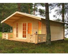 Gartenhaus MÜNCHEN Blockhaus 500x450cm + 150cm Veranda Gartenlaube Holzhaus Holzlaube