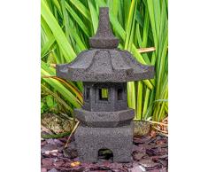 IDYL Stein-Laterne Leuchte Yukimi aus Lavastein - frostfest - Höhe 50 cm - Dekoration für Garten/Wohnraum/Wintergarten - Teelicht geeignet