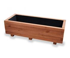 Alfalux Pflanzkasten Pflanzkübel NUSS-BRAUN AB100KAN4030NU aus Holz Blumenkasten Blumentopf Balkonkasten Garten Terrasse (100 x 40 x 30H cm - mit 2 x Wasserablauf)