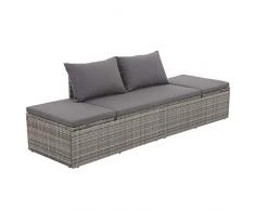 Festnight Garten-Sonnenliege aus Poly Rattan | Verstellbar Gartenbank Lounge Sofa Liege mit Sitzpolster | Gartenm?Bel 195 x 60 x 60 cm Grau und Dunkelgrau