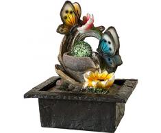 Nativ Zimmerbrunnen mit LED-Beleuchtung, Motiv-Brunnen beleuchtet, Indoor-Brunnen aus Polyresin mit Pumpe und Beleuchtung