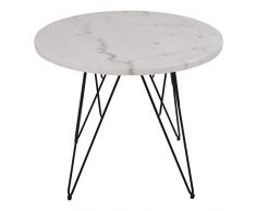 Lesli Living Beistelltisch Marmor Ø55x45 cm Couchtisch Marmortisch Wohnzimmertisch Sofatisch rund schwarz/Weiss
