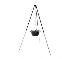 acerto 40206 Original ungarischer Gulaschkessel (30 Liter) + Dreibein-Gestell (180cm) * Emailliert * Kratzfest * Geschmacksneutral | Teleskop-Dreifuß mit Gulasch-Topf, Suppentopf, Glühweintopf