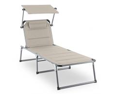 blumfeldt Amalfi Creamy Beige Liegestuhl - Sonnenliege, Gartenliege mit 5-stufig Verstellbarer Rückenlehne, Outdoor Edition, ergonomisch, gepolsterter Liegefläche, Pulverbeschichtung, beige