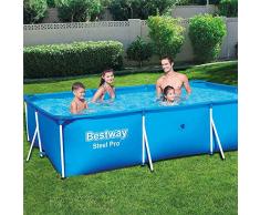 Bavaria Home Style Collection Großer Pool Gartenpool Frame-Pools Badepool Rahmenpool Aufstellpool Schwimmpool Swimmingpool Schwimmbecken Outdoor mit Stahl-Rahmen rechteckig 300 x 201 x 66 cm Blau