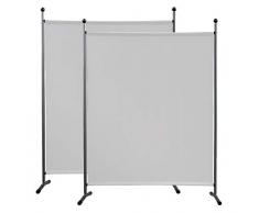 QUICK STAR 2 Stück Paravent 150 x 190 cm Stoff Raumteiler Groß Garten Stellwand Trennwand Balkon Sichtschutz Weiss