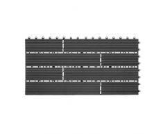 WPC Terrassenfliesen 1 Stück Bodenfliesen Terrassenbelag Klickfliese (30 x 60 cm Versetzt, Anthrazit)