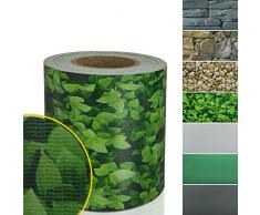 Sichtschutzstreifen PVC | Sichtschutzfolie Gartenzaun oder Balkon | inkl. 20 Befestigungsclips | für Einzel- und Doppelstabmatten geeignet | 19 cm x 35 m | einfarbig oder mit Motiv| Buchsbaum-Optik