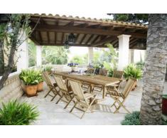 SAM 9tlg. Gartengruppe Kuba, Gartenmöbel aus Teak-Holz, 8 x Hochlehner Menorca, Auszieh-Tisch