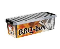SUNWARE Q-Line BBQ/Barbecue/Grill-Box + Einsatz - 9,5 Liter - 485 x 190 x 147mm - silber