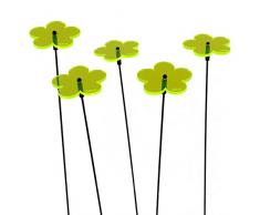 SUNPLAY Sonnenfänger-Blumen in GRÜN, 5 Stück zu je 5 cm Durchmesser im Set + 35 cm Schwingstäbe