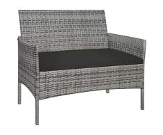 mewmewcat Gartenbank | Rattan Gartenbank | Polyrattan Parkbank | Terrasse Bank | Outdoor Sitzbank | Balkonbank | Grau Poly Rattan 105 x 58 x 84 cm