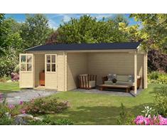 Gartenhaus G179 inkl. Schleppdach - 28 mm Blockbohlenhaus, Grundfläche: 15,40 m², Satteldach