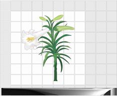 Fliesenaufkleber Fliesentattoos für Bad & Küche - Küchenfliesen - 60x60 cm - Fließen 10x10 cm - ME452 - Trompetenblume