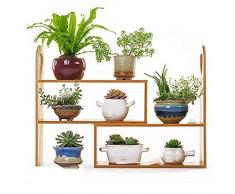 L.TSA Display Stand Blumenregal, Pavillon Regal Fensterbank Massivholz Wohnzimmer Kleiner Blumenständer Desktop Mini Mehrstöckige Regale Bambusregale