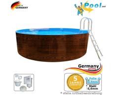 Holzpool 7,30 x 1,20 Rundpool Holz-Optik Schwimmbecken Rundbecken Stahlwandpool 7,3 Swimmingpool Stahlwandbecken 730 cm Aufstellpool rund Pool Aufstellbecken Pools Gartenpool Einbaupool Set