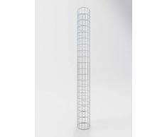 GABIONA befüllbare Steinkörbe Säulen Gabione rund I Robuste Drahtkörbe für Steine I Maschenweite 5x10cm I 4mm Gabionenkörbe galvanisch verzink I Steinkorb Säule 200cm hoch (22cm Durchmesser)