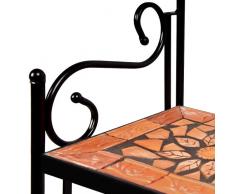 Deuba Blumenregal Blumentreppe Terracotta Mosaik 3 Ebenen 115 x 58 x 30cm Balkon Terrasse Wandregal Metall Regal Garten