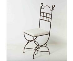 Casa Moro Mediterraner Eisenstuhl Nabil handgeschmiedet in edelrost-braun | Kunsthandwerk aus Marokko | Vintage Gartenstuhl in antik Optik für Garten Balkon Terrasse Küche
