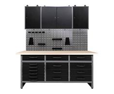 Ondis24 Werkstatteinrichtung 160 cm breit, Werkbank TÜV geprüft, 3 x Werkzeugschrank TÜV geprüft, Werkzeugwand mit 22 Lochwandhaken