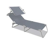 Aufun Sonnenliege Klappbar mit Dach Gartenliege Liegestuhl Relaxliege Sonnendach und Rückenlehne Verstellbar 188 x 56 x 27 cm, Freizeitliege Strandliege Camping Liege (Grau mit Dach)