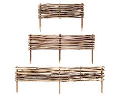 BooGardi Beeteinfassung Holz · Haselnuss Beeteingrenzung in 3 Größen (20 x 90 cm) · Steckzaun zur Beet-Umrandung oder Weg-Abgrenzung