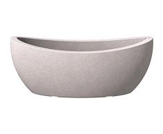 Scheurich Wave Globe Jardiniere, ovale Pflanzschale aus Kunststoff, Taupe-Granit, 58 cm lang, 24 cm breit, 23 cm hoch, 15 l Vol.