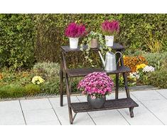 gartenmoebel-einkauf Pflanztreppe mit 3 Stufen 80x80x81cm, klappbar, Stahl + Polyrattan Geflecht braun