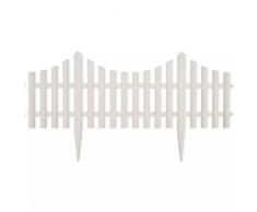 Nishore Kunststoffzaun, Miniatur-Zaun 17er Set Gartenzaun 10 m Beeteinfassung Beetumrandung Palisade Zierzaun, weiß Höhe ohne Erdspieß 16,2-32 cm