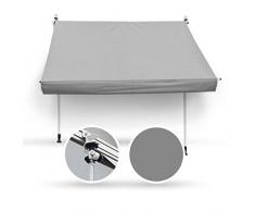 Wohnstyle24 200 x 120 Klemmmarkise Fallarmmarkise Markise grau Uni mit Handkurbel Sonnenschutz Sichtschutz