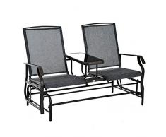 Outsunny Gartenbank Schaukelstuhl Sitzbank Schaukelbank Gartenstuhl mit Tisch Schaukel Bank 2-Sitzer