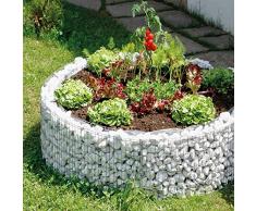 bellissa Gabionen-Hochbeet rund - 95565 - Steinkorb-Pflanzkübel rund - Bausatz inkl. Trennfolie - Durchmesser 92/72 cm, Höhe 40 cm