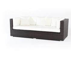 OUTFLEXX 3-Sitzer Sofa aus robustem Polyrattan in braun mit Kissenboxfunktion inkl. Kissen-Polster, 210 x 85 x 70 cm, Lounge Sofa Gartencouch für 3 Personen, wetterfest, vielseitig kombinierbar