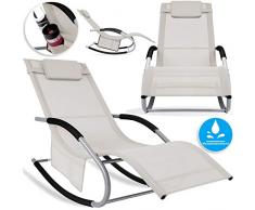 KESSER® Sonnenliege Relaxliege Schwungliege | Gartenliege | Gartenstuhl | Klappstuhl faltbar | Liegestuhl | Schaukelsessel | ergonomische Relaxsessel | wetterfest | 150 kg Belastung |, Beige
