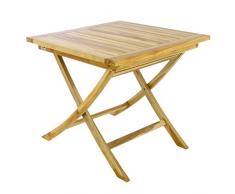Divero Balkontisch Gartentisch Beistelltisch Teak Holz Tisch für Terrasse Balkon Garten – wetterfest massiv unbehandelt – 80 x 80 cm Natur-braun