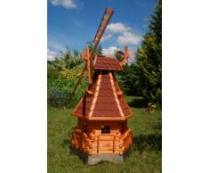 Windmühle, Gartenwindmühle, Windmühlen aus Holz, kugelgelagert 1,4m imprägniert (rot)