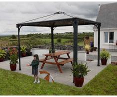 Palram Palermo 3000 Gartenpavillon Höchst Widerstandsfähig Hardtop Pavillon 295 x295cm. Robuste Aluminiumkonstruktion Mit Dach Aus Polycarbonat. Wasserfest Und Rostfrei. 10 Jahre Garantie