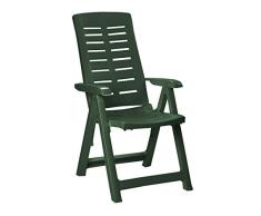 Mojawo Hochlehner - Klappstuhl, Campingsessel für Terrasse, Garten, Balkon und Camping - 5-Fach Verstellbarer Gartenstuhl - Positionsstuhl - Grün