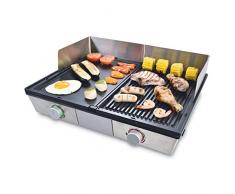 Solis Edelstahl-Tischgrill, Inklusive Spritzschutz und 2 Spachteln, Stainless Steel, Deli Grill, 979.45
