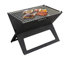 YGB Haushaltsgrillgrill Notebook Klappbarer Holzkohlegrill, tragbarer Grill mit verchromtem Kochgitter, Picknick im Freien Camping Camping Travel (Schwarz)