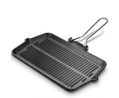 NanXi Gusseisenplatte für einen Gasherd, Gusseisen-Grill, für Heben mit Easy Grip Griffen/Einsatz in offenem Feuer im Ofen, Schwarz