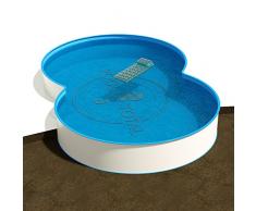 Achtform Pool Größe 7,25 x 4,60 m | Tiefe 1,35 m | Innenfolie blau, 0,80 mm stark | Stahlwand 0,70 mm stark