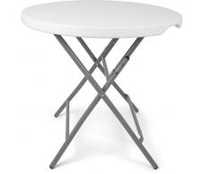 Vanage Gartentisch klappbar in runder Bistrotisch für Garten, Terrasse und Balkon, weiß, Maße: 80 x 80 x 74 cm
