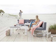 Gartengruppe Garten-Loungegruppe Sitzgruppe 3-tlg | Weiß-Grau | Aluminium | mit Funktionen
