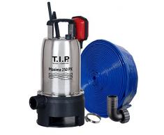 T.I.P. 30266 Schmutzwasser Tauchpumpe Edelstahl Maxima 250 PX mit 10 m Ablaufschlauch Ø 32 mm, bis 14.500 l/h Fördermenge